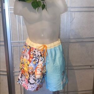 Colorful Bluey Cartoon Print Swimming Men's Athletic Shorts